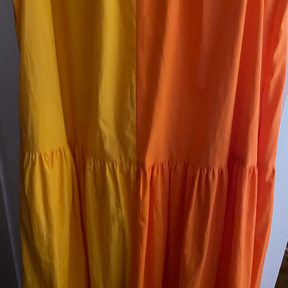 Orange and Yellow Sleeveless Tiered Maxi Dress - Picture 8 of 9